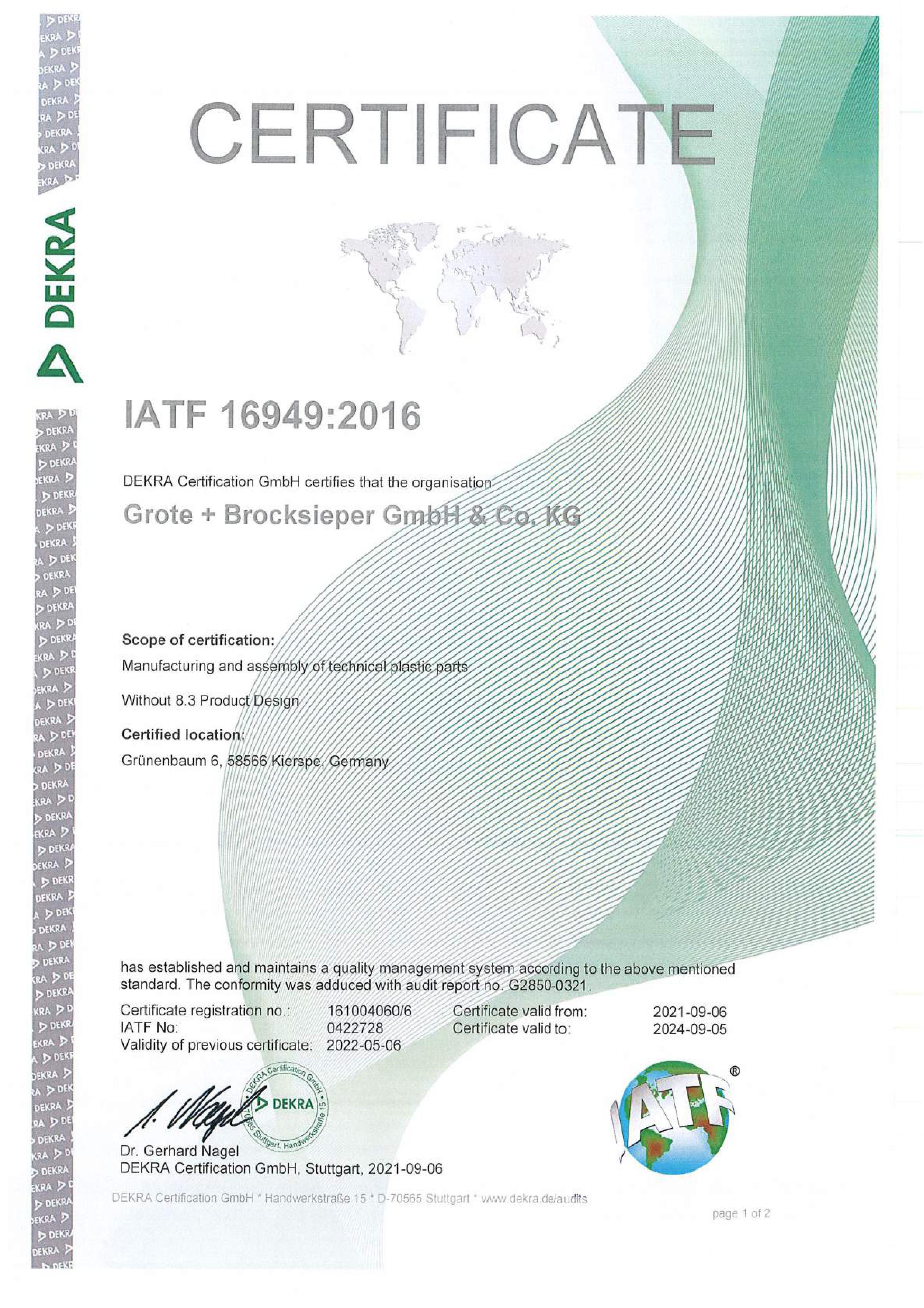 Certificate IATF - Click to download