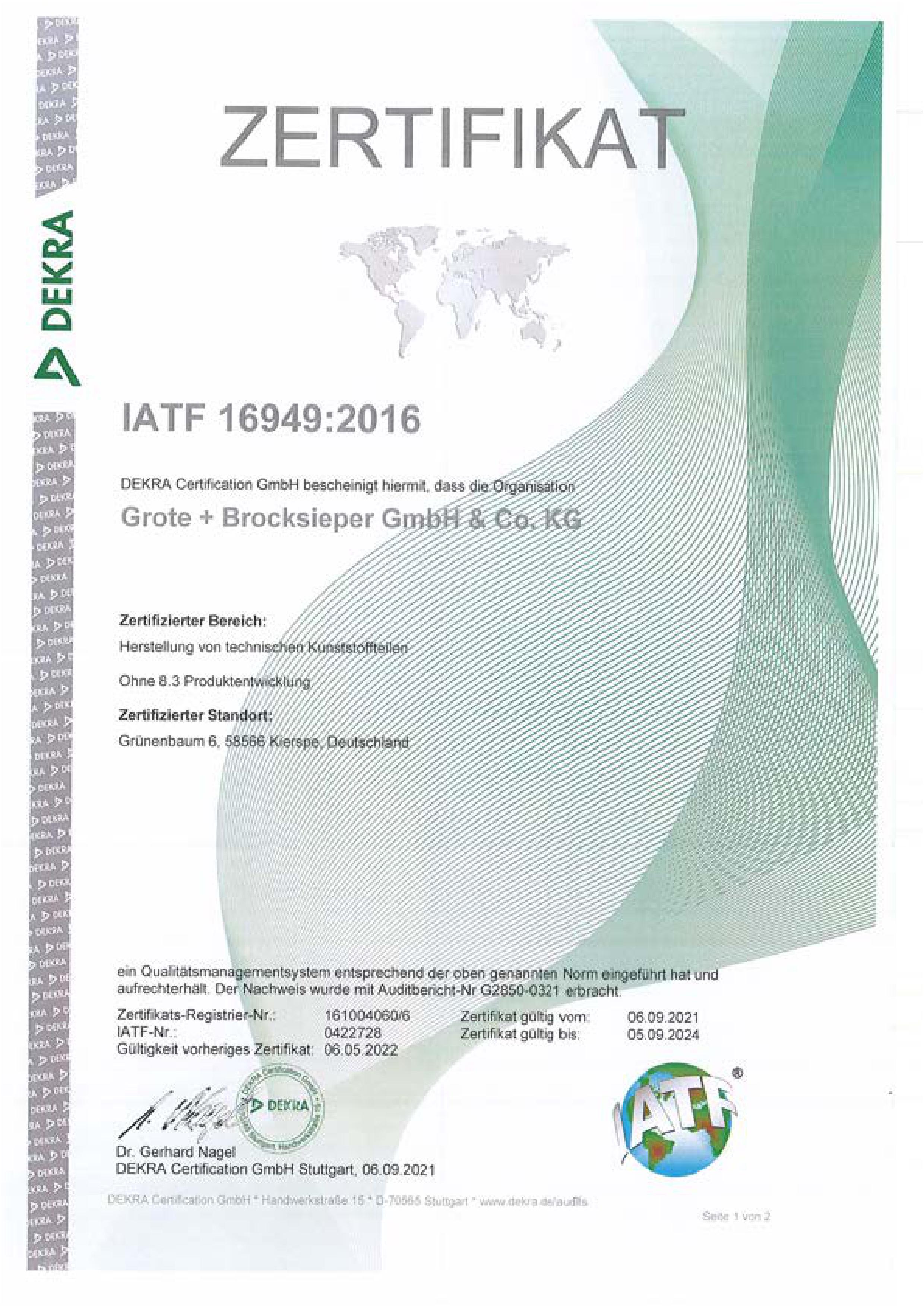 Zertifikat IATF - Anklicken zum Downloaden